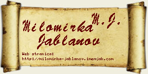 Milomirka Jablanov vizit kartica